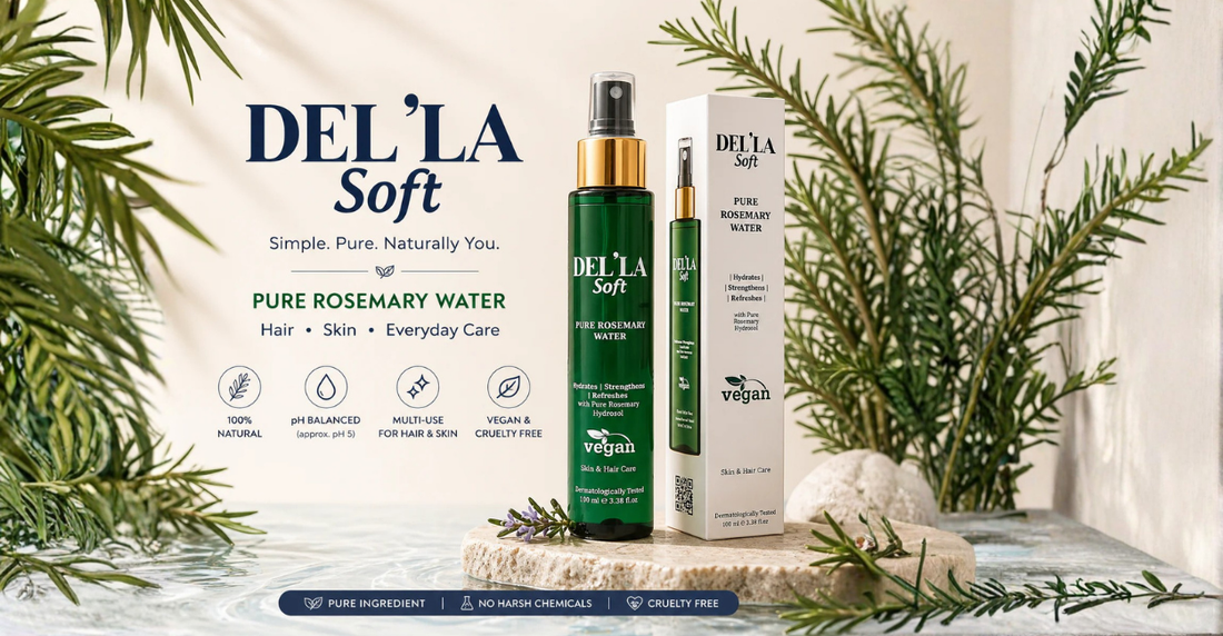 showcasing The Benefits of DEL'LA SOFT Rosemary Water for Hair